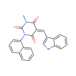 CN1C(=O)/C(=C/c2c[nH]c3ccccc23)C(=O)N(c2cccc3ccccc23)C1=O ZINC000029127486