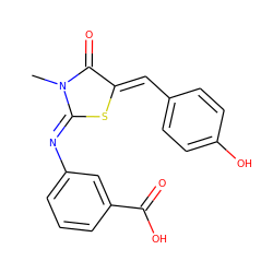 CN1C(=O)/C(=C/c2ccc(O)cc2)S/C1=N\c1cccc(C(=O)O)c1 ZINC000008642755