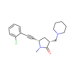 CN1C(=O)[C@@H](CN2CCCCC2)C[C@H]1C#Cc1ccccc1Cl ZINC000040828911