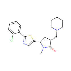 CN1C(=O)[C@@H](CN2CCCCC2)C[C@H]1c1cnc(-c2ccccc2Cl)s1 ZINC000035932079