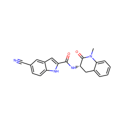 CN1C(=O)[C@@H](NC(=O)c2cc3cc(C#N)ccc3[nH]2)Cc2ccccc21 ZINC000013587903