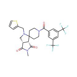 CN1C(=O)[C@@H]2CN(Cc3cccs3)C3(CCN(C(=O)c4cc(C(F)(F)F)cc(C(F)(F)F)c4)CC3)[C@@H]2C1=O ZINC000026826699