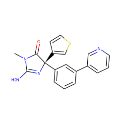 CN1C(=O)[C@](c2ccsc2)(c2cccc(-c3cccnc3)c2)N=C1N ZINC000034803239