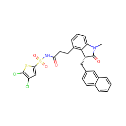 CN1C(=O)[C@H](Cc2ccc3ccccc3c2)c2c(CCC(=O)NS(=O)(=O)c3cc(Cl)c(Cl)s3)cccc21 ZINC000049678084