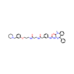 CN1C(=O)[C@H](NC(=O)Nc2cccc(CC(=O)NCCC(=O)NCCCOc3cccc(CN4CCCCC4)c3)c2)N=C(c2ccccc2)c2ccccc21 ZINC000029210558