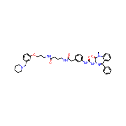 CN1C(=O)[C@H](NC(=O)Nc2cccc(CC(=O)NCCCC(=O)NCCCOc3cccc(CN4CCCCC4)c3)c2)N=C(c2ccccc2)c2ccccc21 ZINC000095608706