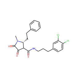 CN1C(=O)C(=O)C(C(=O)NCCCc2ccc(Cl)c(Cl)c2)[C@H]1CCc1ccccc1 ZINC000222699902