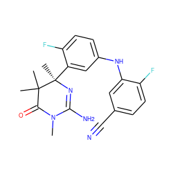 CN1C(=O)C(C)(C)[C@@](C)(c2cc(Nc3cc(C#N)ccc3F)ccc2F)N=C1N ZINC000114107493