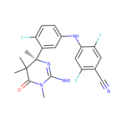 CN1C(=O)C(C)(C)[C@@](C)(c2cc(Nc3cc(F)c(C#N)cc3F)ccc2F)N=C1N ZINC000114109318