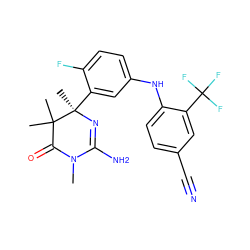 CN1C(=O)C(C)(C)[C@@](C)(c2cc(Nc3ccc(C#N)cc3C(F)(F)F)ccc2F)N=C1N ZINC000114110074