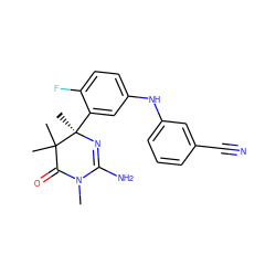 CN1C(=O)C(C)(C)[C@@](C)(c2cc(Nc3cccc(C#N)c3)ccc2F)N=C1N ZINC000114110801