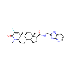 CN1C(=O)C(F)=C[C@]2(C)[C@H]3CC[C@]4(C)[C@@H](C(=O)NCc5nc6ncccc6[nH]5)CC[C@H]4[C@@H]3CC[C@@H]12 ZINC000034272162