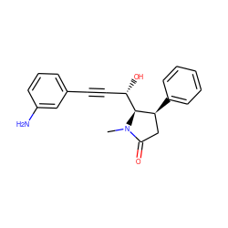 CN1C(=O)C[C@H](c2ccccc2)[C@@H]1[C@@H](O)C#Cc1cccc(N)c1 ZINC000028462491