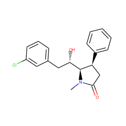 CN1C(=O)C[C@H](c2ccccc2)[C@@H]1[C@@H](O)Cc1cccc(Cl)c1 ZINC000028468641