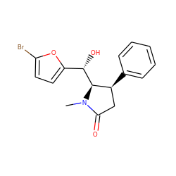 CN1C(=O)C[C@H](c2ccccc2)[C@@H]1[C@@H](O)c1ccc(Br)o1 ZINC000028456910