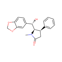 CN1C(=O)C[C@H](c2ccccc2)[C@@H]1[C@@H](O)c1ccc2c(c1)OCO2 ZINC000028457986