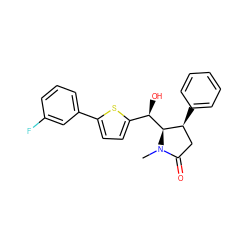 CN1C(=O)C[C@H](c2ccccc2)[C@@H]1[C@H](O)c1ccc(-c2cccc(F)c2)s1 ZINC000036176559