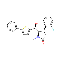 CN1C(=O)C[C@H](c2ccccc2F)[C@@H]1[C@H](O)c1ccc(-c2ccccc2)s1 ZINC000036176578