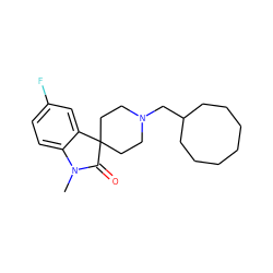 CN1C(=O)C2(CCN(CC3CCCCCCC3)CC2)c2cc(F)ccc21 ZINC000028527500