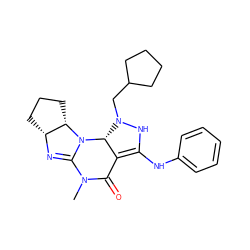 CN1C(=O)C2=C(Nc3ccccc3)NN(CC3CCCC3)[C@H]2N2C1=N[C@@H]1CCC[C@@H]12 ZINC000653697658