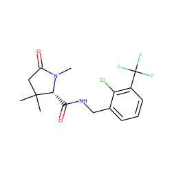 CN1C(=O)CC(C)(C)[C@H]1C(=O)NCc1cccc(C(F)(F)F)c1Cl ZINC000095565368