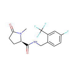 CN1C(=O)CC[C@@H]1C(=O)NCc1ccc(F)cc1C(F)(F)F ZINC000095565375