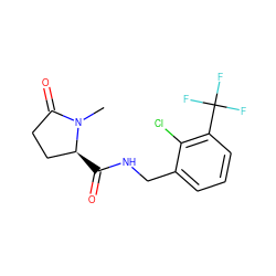 CN1C(=O)CC[C@@H]1C(=O)NCc1cccc(C(F)(F)F)c1Cl ZINC000043062614