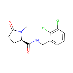 CN1C(=O)CC[C@@H]1C(=O)NCc1cccc(Cl)c1Cl ZINC000095566074