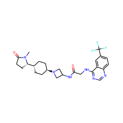 CN1C(=O)CC[C@H]1[C@H]1CC[C@H](N2CC(NC(=O)CNc3ncnc4ccc(C(F)(F)F)cc34)C2)CC1 ZINC000149145206