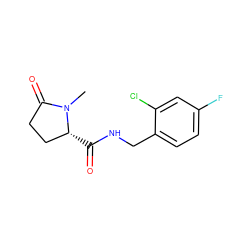 CN1C(=O)CC[C@H]1C(=O)NCc1ccc(F)cc1Cl ZINC000058582684