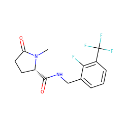 CN1C(=O)CC[C@H]1C(=O)NCc1cccc(C(F)(F)F)c1F ZINC000095566096