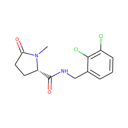 CN1C(=O)CC[C@H]1C(=O)NCc1cccc(Cl)c1Cl ZINC000095565195