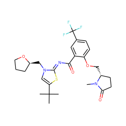 CN1C(=O)CC[C@H]1COc1ccc(C(F)(F)F)cc1C(=O)/N=c1\sc(C(C)(C)C)cn1C[C@H]1CCCO1 ZINC000139758405