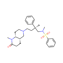 CN1C(=O)CC[C@H]2CN(CC[C@](C)(CN(C)S(=O)(=O)c3ccccc3)c3ccccc3)CC[C@H]21 ZINC000028129205