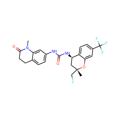 CN1C(=O)CCc2ccc(NC(=O)N[C@@H]3C[C@@](C)(CF)Oc4cc(C(F)(F)F)ccc43)cc21 ZINC000143460496