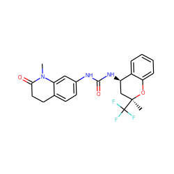 CN1C(=O)CCc2ccc(NC(=O)N[C@@H]3C[C@](C)(C(F)(F)F)Oc4ccccc43)cc21 ZINC000143496208