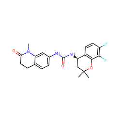 CN1C(=O)CCc2ccc(NC(=O)N[C@@H]3CC(C)(C)Oc4c3ccc(F)c4F)cc21 ZINC000143545587