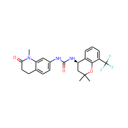 CN1C(=O)CCc2ccc(NC(=O)N[C@@H]3CC(C)(C)Oc4c3cccc4C(F)(F)F)cc21 ZINC000143511678