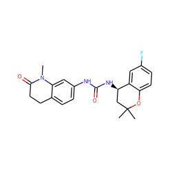 CN1C(=O)CCc2ccc(NC(=O)N[C@@H]3CC(C)(C)Oc4ccc(F)cc43)cc21 ZINC000143518854