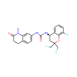 CN1C(=O)CCc2ccc(NC(=O)N[C@@H]3CC(CF)(CF)Oc4c(F)cccc43)cc21 ZINC000143463810