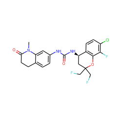 CN1C(=O)CCc2ccc(NC(=O)N[C@@H]3CC(CF)(CF)Oc4c3ccc(Cl)c4F)cc21 ZINC000144397747