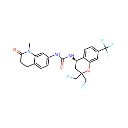 CN1C(=O)CCc2ccc(NC(=O)N[C@@H]3CC(CF)(CF)Oc4cc(C(F)(F)F)ccc43)cc21 ZINC000143522544