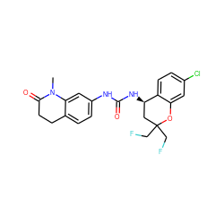 CN1C(=O)CCc2ccc(NC(=O)N[C@@H]3CC(CF)(CF)Oc4cc(Cl)ccc43)cc21 ZINC000144334215