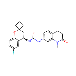 CN1C(=O)CCc2ccc(NC(=O)N[C@@H]3CC4(CCC4)Oc4ccc(F)cc43)cc21 ZINC000144165277