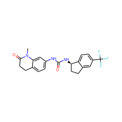 CN1C(=O)CCc2ccc(NC(=O)N[C@@H]3CCc4cc(C(F)(F)F)ccc43)cc21 ZINC000145745778