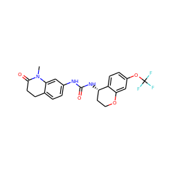 CN1C(=O)CCc2ccc(NC(=O)N[C@H]3CCOc4cc(OC(F)(F)F)ccc43)cc21 ZINC000143580312