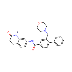 CN1C(=O)CCc2ccc(NC(=O)c3ccc(-c4ccccc4)c(CN4CCOCC4)c3)cc21 ZINC000201768021