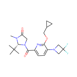 CN1C(=O)CN(C(=O)c2ccc(N3CC(F)(F)C3)c(OCC3CC3)n2)[C@@H]1C(C)(C)C ZINC000146177280