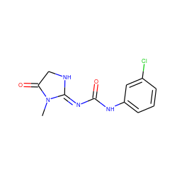 CN1C(=O)CN/C1=N\C(=O)Nc1cccc(Cl)c1 ZINC000084614986