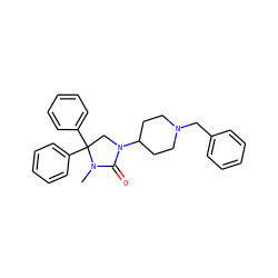 CN1C(=O)N(C2CCN(Cc3ccccc3)CC2)CC1(c1ccccc1)c1ccccc1 ZINC000034802134